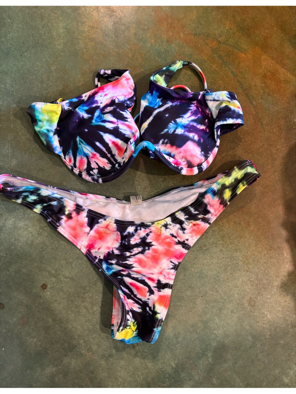 Tie-Dye Bikini Set - Pink, Blue & Yellow